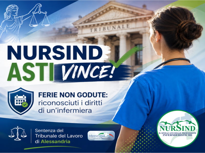 NurSind Asti vince in Tribunale: riconosciuto il diritto alle ferie non godute