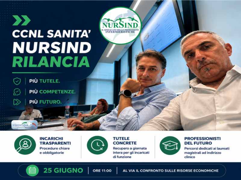 CCNL Sanità, NurSind rilancia: incarichi, competenze avanzate e tutele concrete