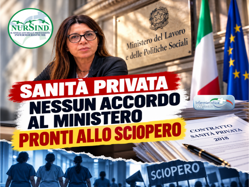 Sanità privata, salta l'accordo al Ministero. NurSind pronto a due giorni di sciopero